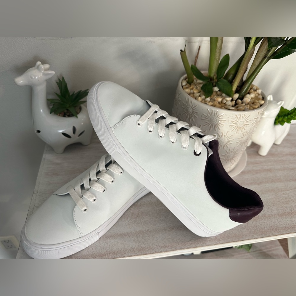 Tory Burch sneakers white and wine. Reflective.